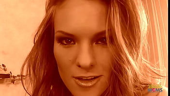 Brunette babe in sexy red lingerie has a threesome with two horny dudes