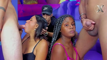 Curious young men with big cocks swap their wives in a swinger orgy