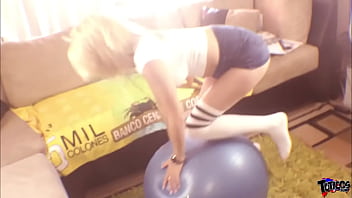 Horny blonde girl bounces up and down big black cock lover