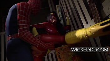 Busty Spiderwoman Hooks Up With Spiderman