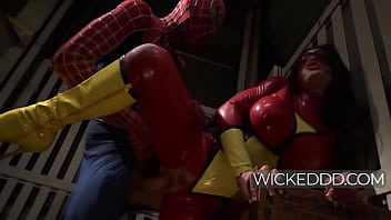 Busty Spiderwoman Hooks Up With Spiderman