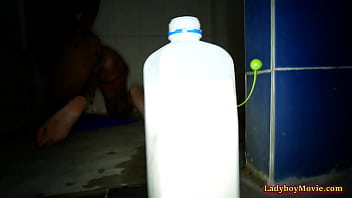 Ladyboy Wan Takes Milk Enema Before Toyed And Fucked
