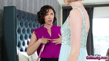 Lesbian tailor Casey Calvert and teen Lena Anderson have sex while being quiet at the same time to avoid getting caught