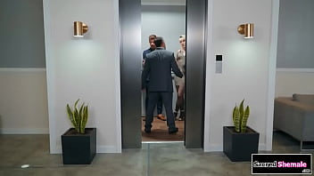 Trans Lena Moon barebacked in elevator