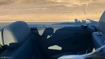 Sexy naked blonde Eva Elfie sucks a guy in the car