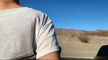 Sexy naked blonde Eva Elfie sucks a guy in the car