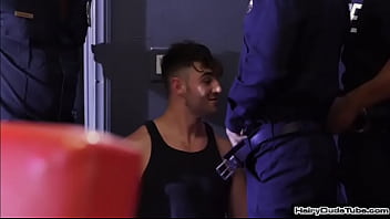Sweaty Muscle Cop gangbang- HairyDudeTube.com