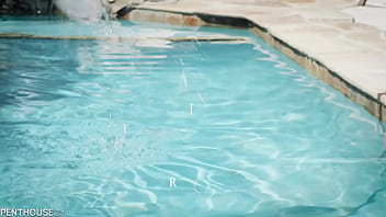 PenthouseGold.com - Pool Babe Sarai Minx Got Her Black Twat Whipped Clean by Her Boss