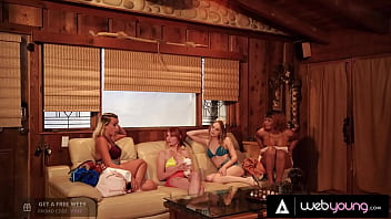 Naughty Lacy Lennon And Lily Larimar Fuck Their Besties In A Cabin In The Woods During Spring Break