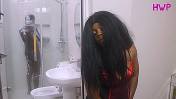 Rich man'_s wife squirt so much while she fucks herself with her big toy while watching her big black dick driver take his bath, watch as the driver gives her a hardest when he caught her peeping her