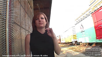 college student flashing her tits and pussy in public then masturbating with a dildo back at home