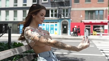 sara flashing her tits in public