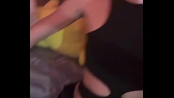 Young Sissy Tgirl Crossdressing in Sexy Black Cheerleader Outfit