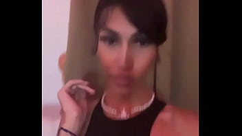 Young Sissy Tgirl Crossdressing in Sexy Black Cheerleader Outfit