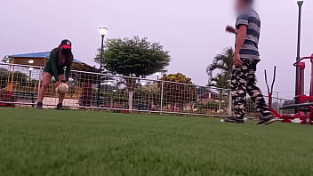 tik toker goes to exercise outdoors, meets a stranger and they end up in bed.