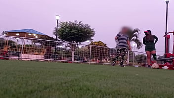 tik toker goes to exercise outdoors, meets a stranger and they end up in bed.