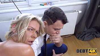 DEBT4k. Sweet blonde drilled by hung collector right after the wedding