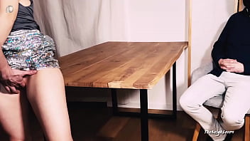 Bull Cum All Over Wifes Pussy - Husband Sitting in Front of Them