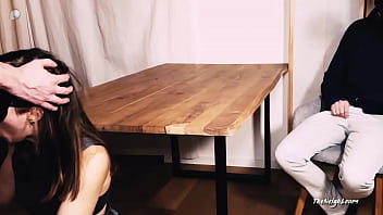 Bull Cum All Over Wifes Pussy - Husband Sitting in Front of Them