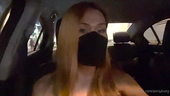 Taxi driver fucks ladyboy Ponybuny bareback