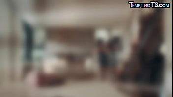 Shemale MILFS enjoy bareback assfuck after sensual kissing