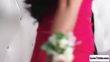 Latina licks her homecoming dates pussy