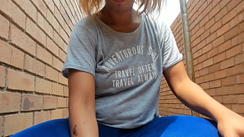 Risky big ass ebony flashing outside