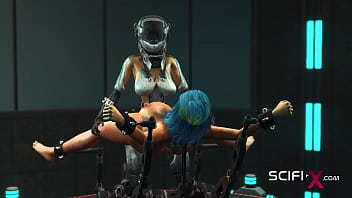 Sci-Fi fuck machine. Futa sex android plays with a sexy horny hottie in the space station
