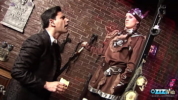 Gorgeous brunette chick takes a long dick in her shaved pussy