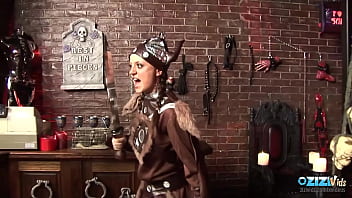 Gorgeous brunette chick takes a long dick in her shaved pussy