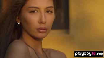 Big boobed naked latina teen pornstar Gianna Dior posing in the garden