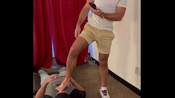 Foot worship domination with a straight alpha.