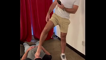 Foot worship domination with a straight alpha.