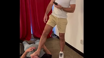 Foot worship domination with a straight alpha.