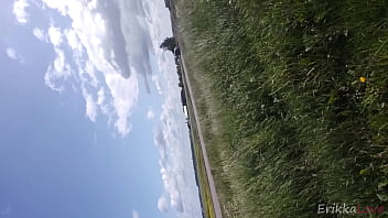 ErikkaLove - Risky flashing, dildo ride, blindfolded for traffic and bikers