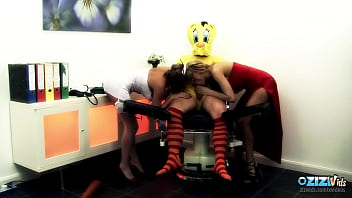 Guy in a costume gets to bang two chicks at once