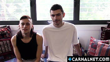 Anorectic amateur Aussie guys Angelo and Jamie J compare their impressive endowments and swordfight before sucking each other'_s cocks!