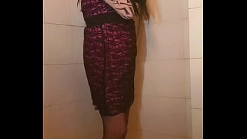 Transvestite slips out of her dress