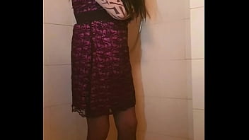 Transvestite slips out of her dress