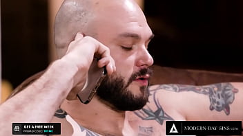 MODERN-DAY SINS - Cis Stud Barebacks Trans Redhead Ariel Demure While His GF Is On The Phone!