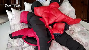 2 Super Puffy Down Jackets Working Together to Make Me Cum!!