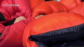 2 Super Puffy Down Jackets Working Together to Make Me Cum!!