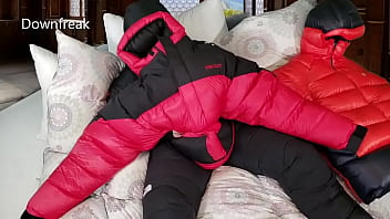2 Super Puffy Down Jackets Working Together to Make Me Cum!!