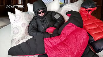 2 Super Puffy Down Jackets Working Together to Make Me Cum!!