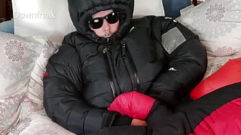 2 Super Puffy Down Jackets Working Together to Make Me Cum!!