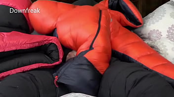 2 Super Puffy Down Jackets Working Together to Make Me Cum!!