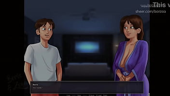 Huge boobs Stepmom wants to watch Pulp fiction. But she put my whole 22 cm cock in mouth and let my creampie her pussy  (Summertime Saga - Debbie - 5)