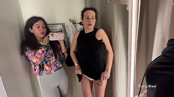 Two horny bitches in the public locker room