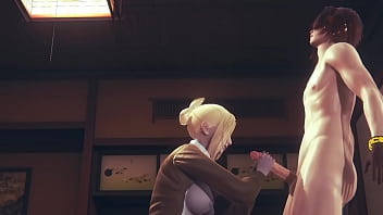 Shingeki no kyojin Hentai - Annie Leonhart Handjob and blowjob - Japanese Asian Manga Anime Game Porn