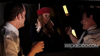 Blonde Flight Attendant In Superman'_s Flight Fucks Pilots In The Cock Pit